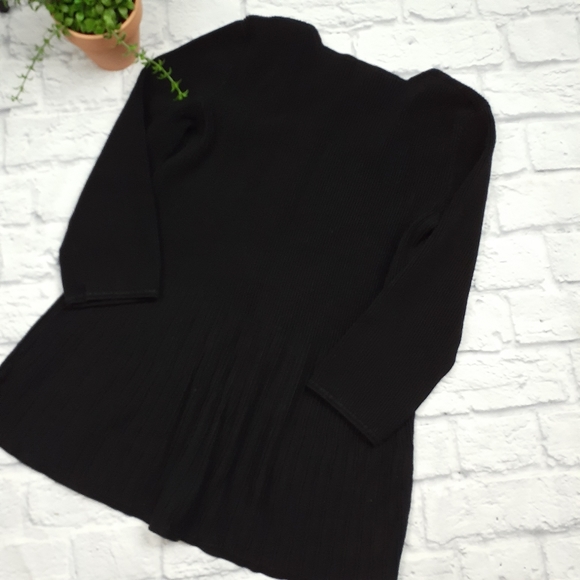 G.I.L.I Black Peplum Long Sleeve Ribbed Sweater - Picture 6 of 7